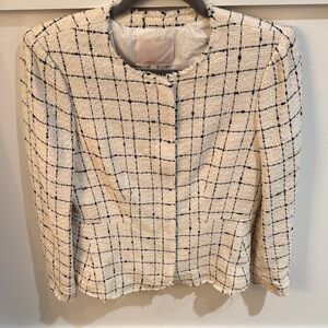 Rebecca Taylor Cream and Black Checkered Blazer